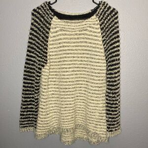 Ann Taylor Loft Fuzzy Striped Knit Soft Sweater Size Large